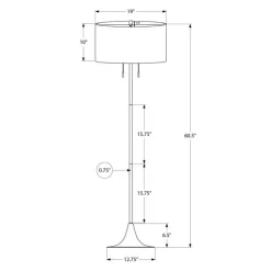 Monarch 61" Metal Floor Lamp SILVER New