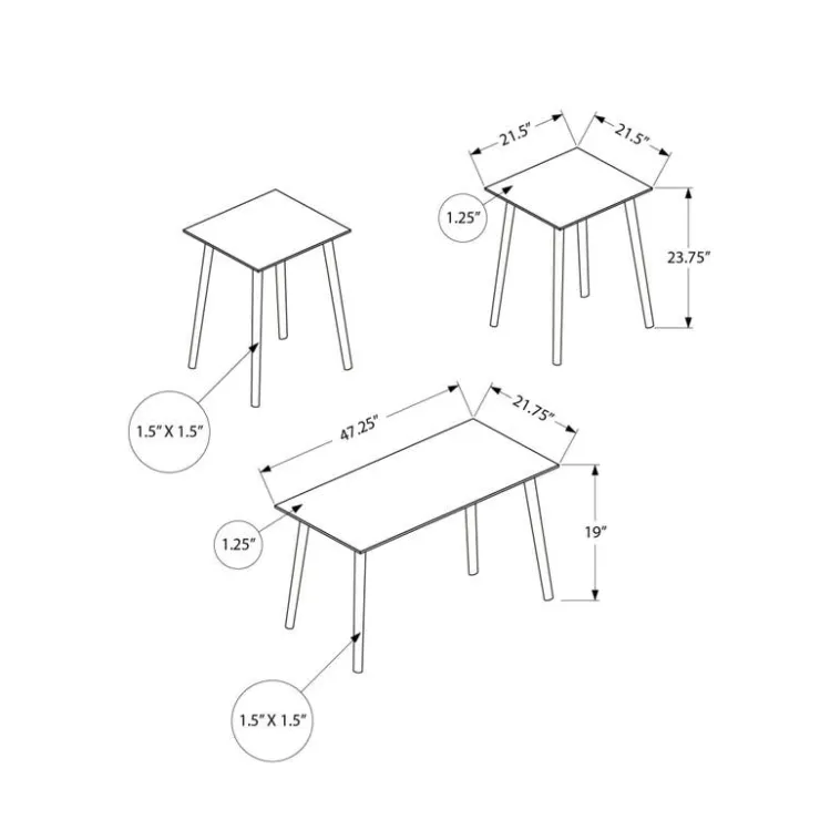 Monarch 3 Pcs Coffee Table Set - Walnut Hot