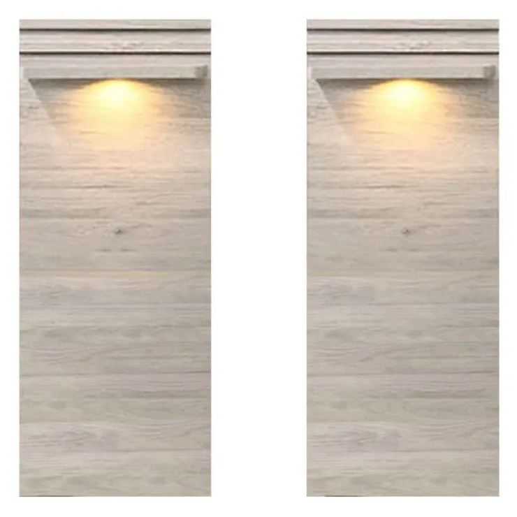 2 Pier Wall Units with LED Lamps Grey New