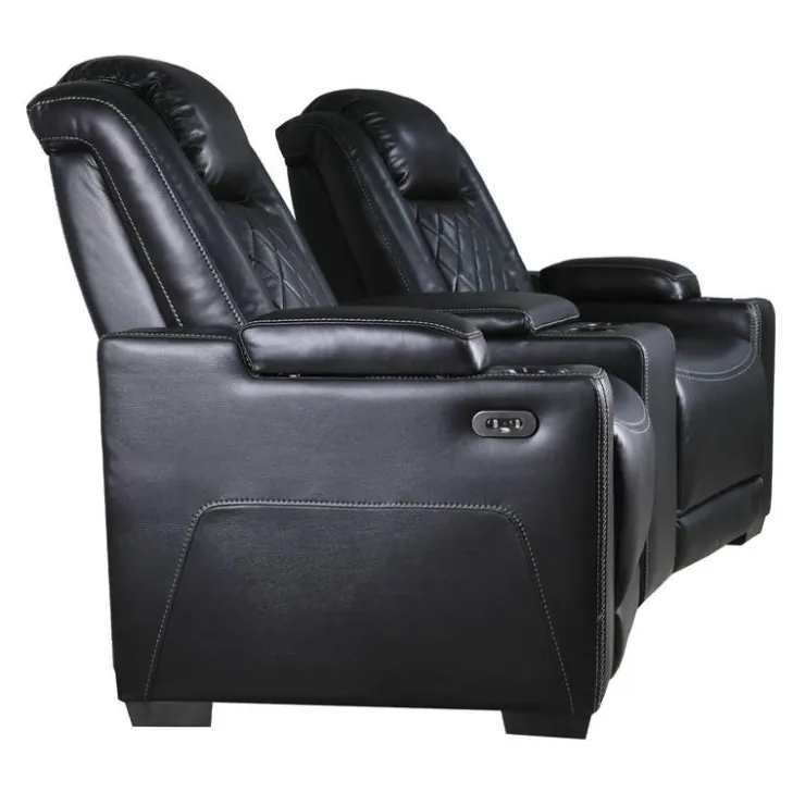 2 Power Modular Recliners and Angular Console with Cup Holders - 3 pcs Black
