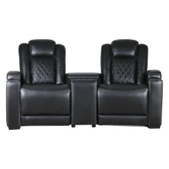 2 Power Modular Recliners and Angular Console with Cup Holders - 3 pcs Black