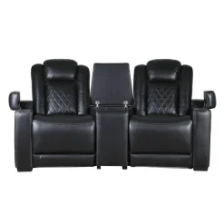 2 Power Modular Recliners and Angular Console with Cup Holders - 3 pcs Black