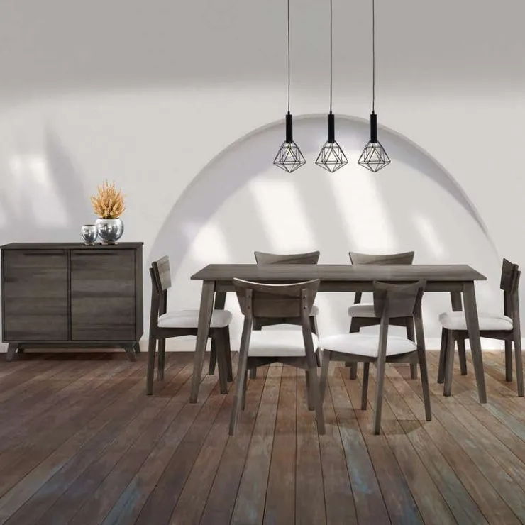 Arboit Poitras 70" Rectangular Dining Table with 6 Chairs - Slate New