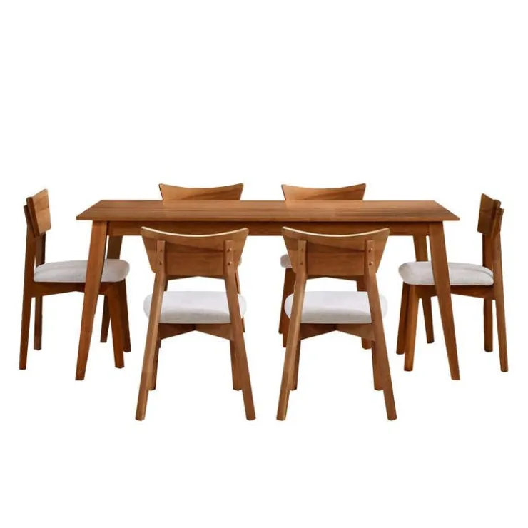 Arboit Poitras 70" Rectangular Dining Table with 6 Chairs - Brown