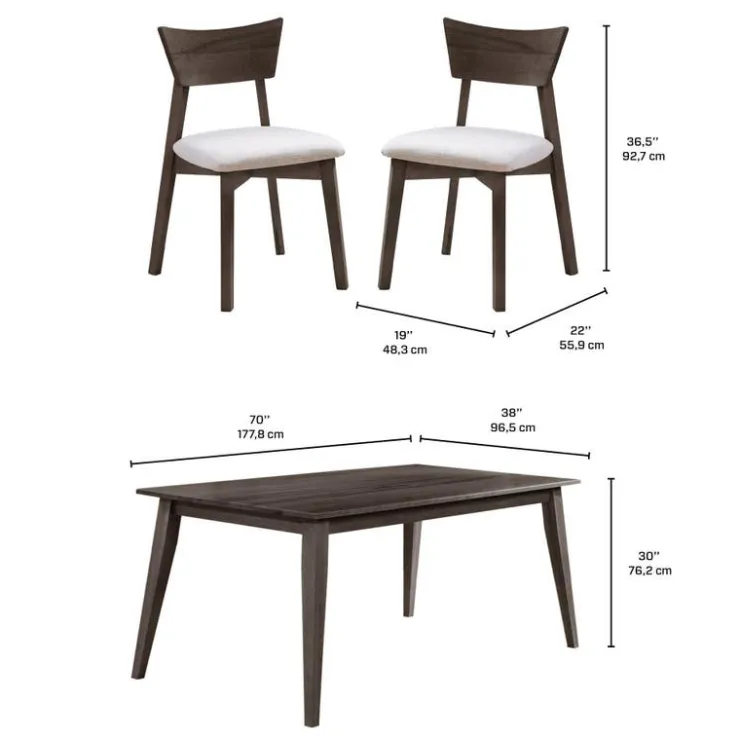 Arboit Poitras 70" Rectangular Dining Table with 4 Chairs - Slate Outlet