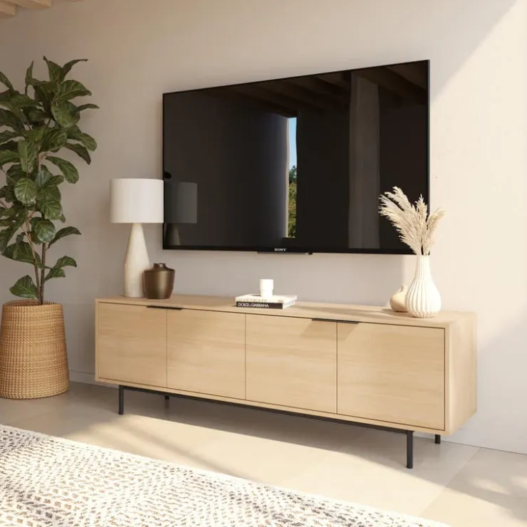 Nexera 70" TV Stand with Storage - Natural Blonde Oak Outlet