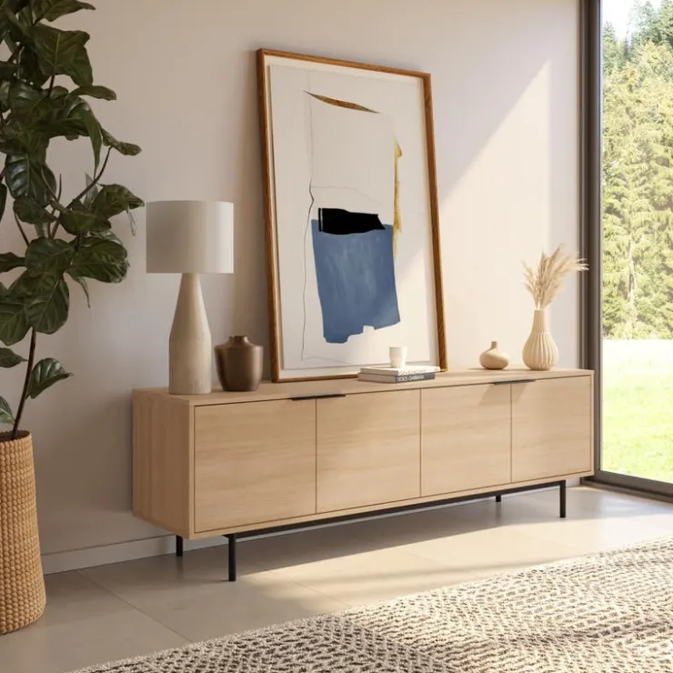 Nexera 70" TV Stand with Storage - Natural Blonde Oak Outlet