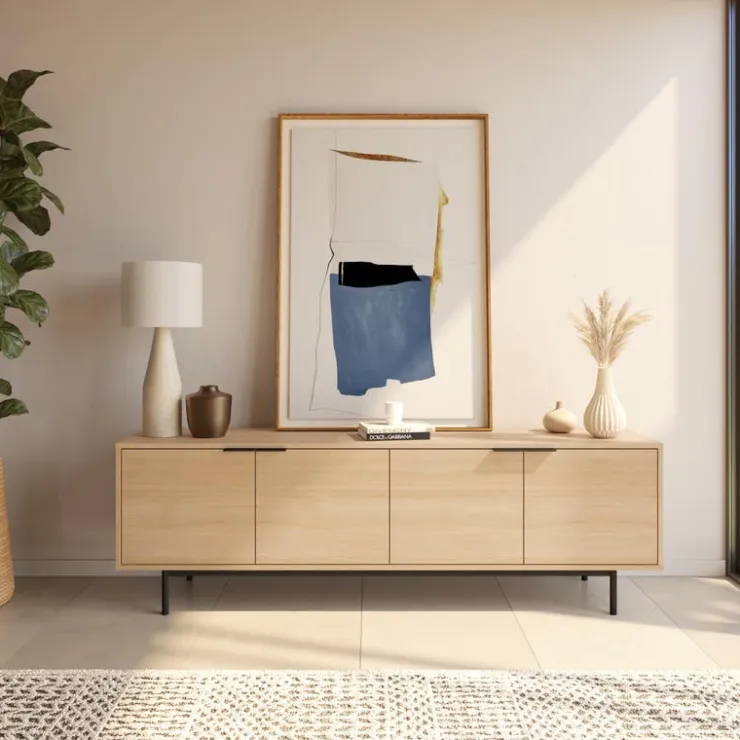 Nexera 70" TV Stand with Storage - Natural Blonde Oak Outlet