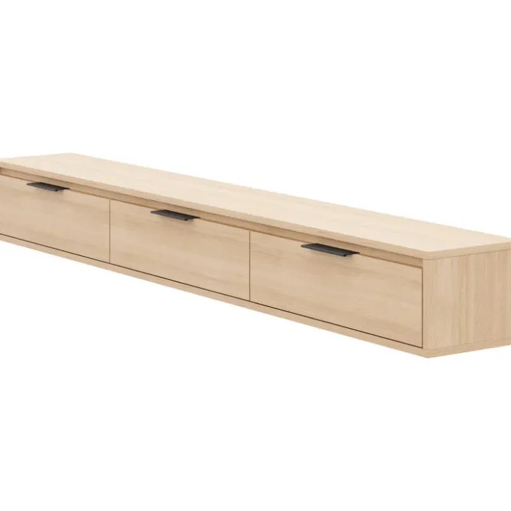 Nexera 72" Wall-Mounted TV Stand with Storage - Natural Blonde Oak Outlet