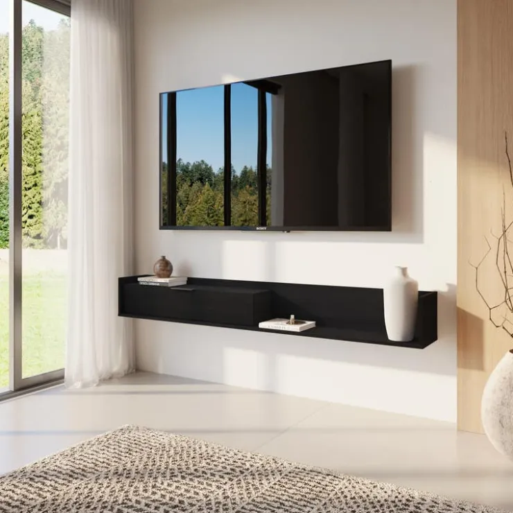 Nexera 72" Wall-Mounted TV Stand with Storage - Black Online