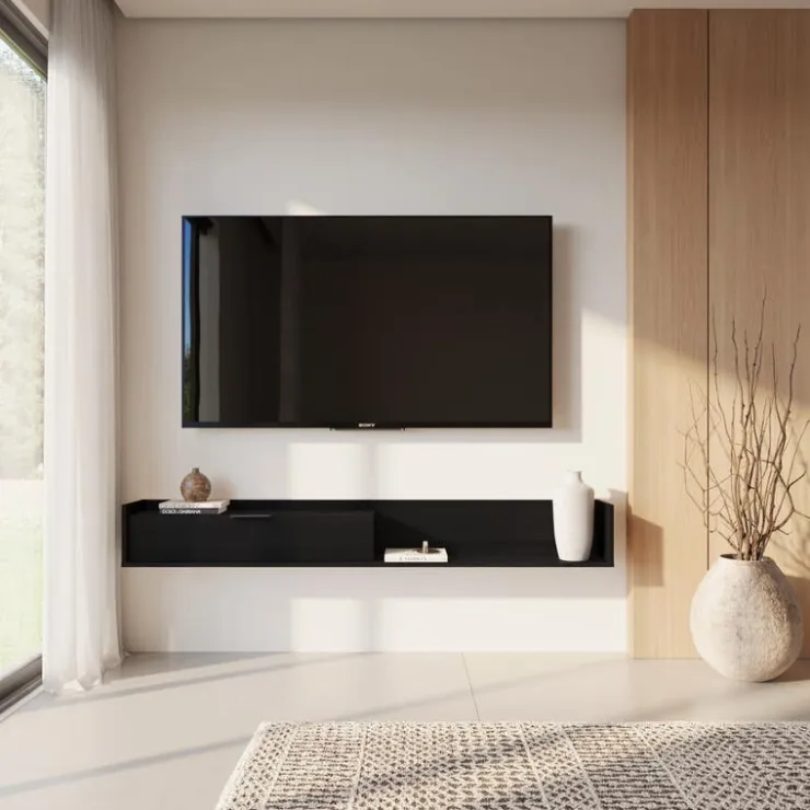 Nexera 72" Wall-Mounted TV Stand with Storage - Black Online