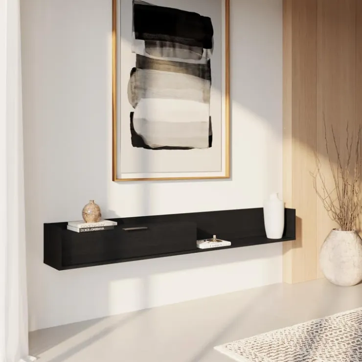 Nexera 72" Wall-Mounted TV Stand with Storage - Black Online