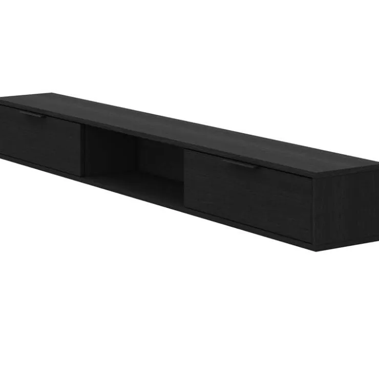 Nexera 72" Wall-Mounted TV Stand with Storage - Black