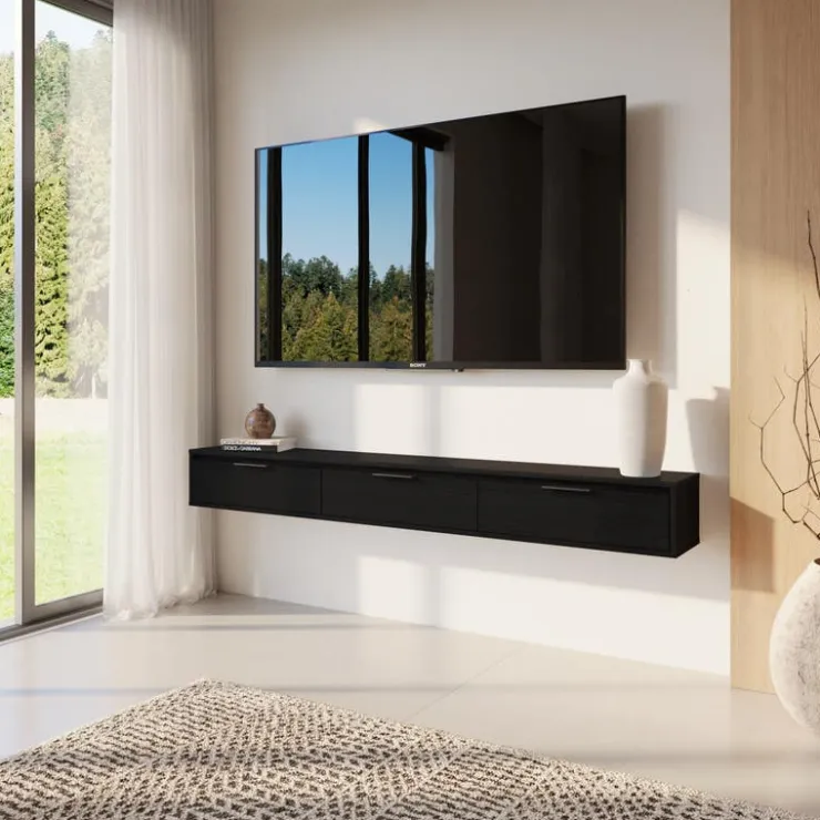 Nexera 72" Wall-Mounted TV Stand with Storage - Black Sale
