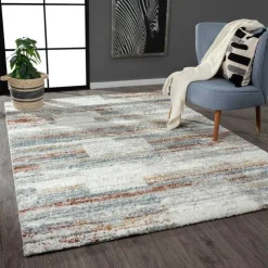 5 x 7 ft Rug Grey / Yellow / Blue / Rust Best