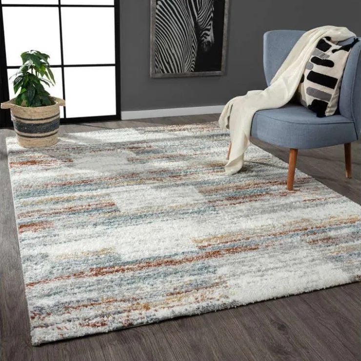 5 x 7 ft Rug Grey / Yellow / Blue / Rust Best
