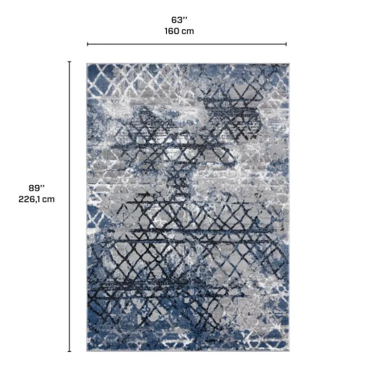 5 x 8 ft Rug Blue/Grey/Black Clearance
