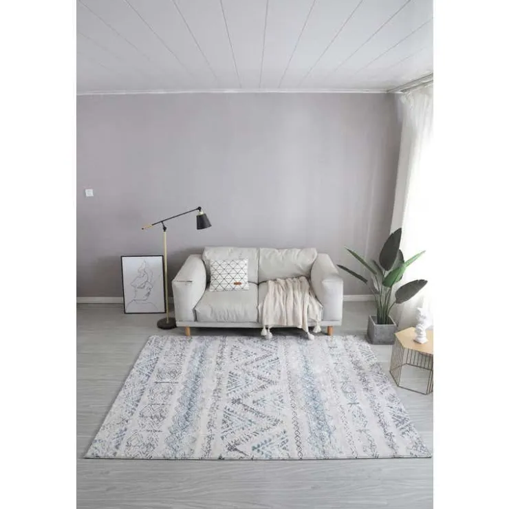 5 x 7 ft Rug White/Blue/Grey Outlet