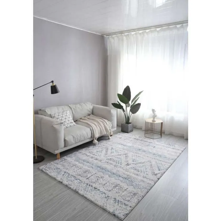 5 x 7 ft Rug White/Blue/Grey Outlet