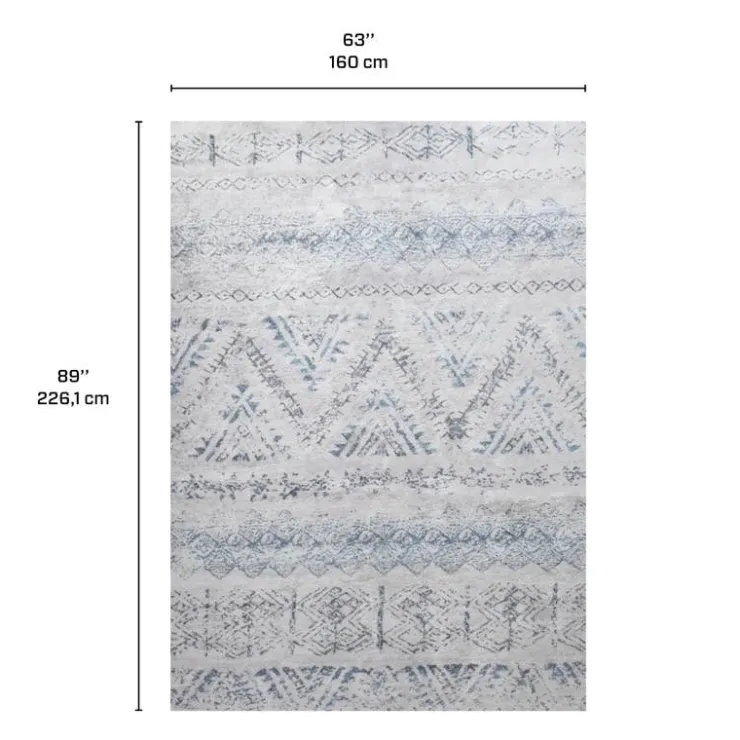 5 x 7 ft Rug White/Blue/Grey Outlet