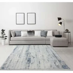8 x 10 ft Rug Grey/White/Blue Clearance