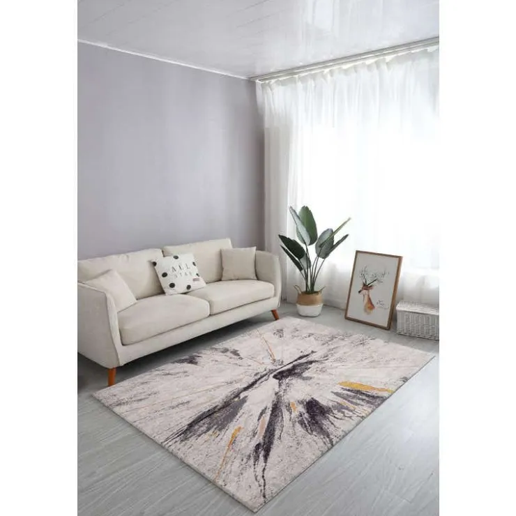 5 x 7 ft Rug Grey/Beige/Gold Discount