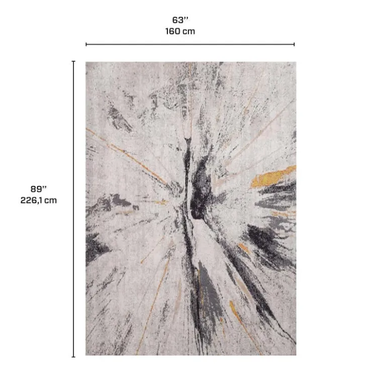 5 x 7 ft Rug Grey/Beige/Gold Discount