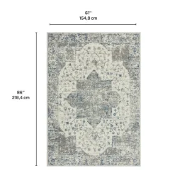 5 x 7 ft Rug Grey / White / Blue