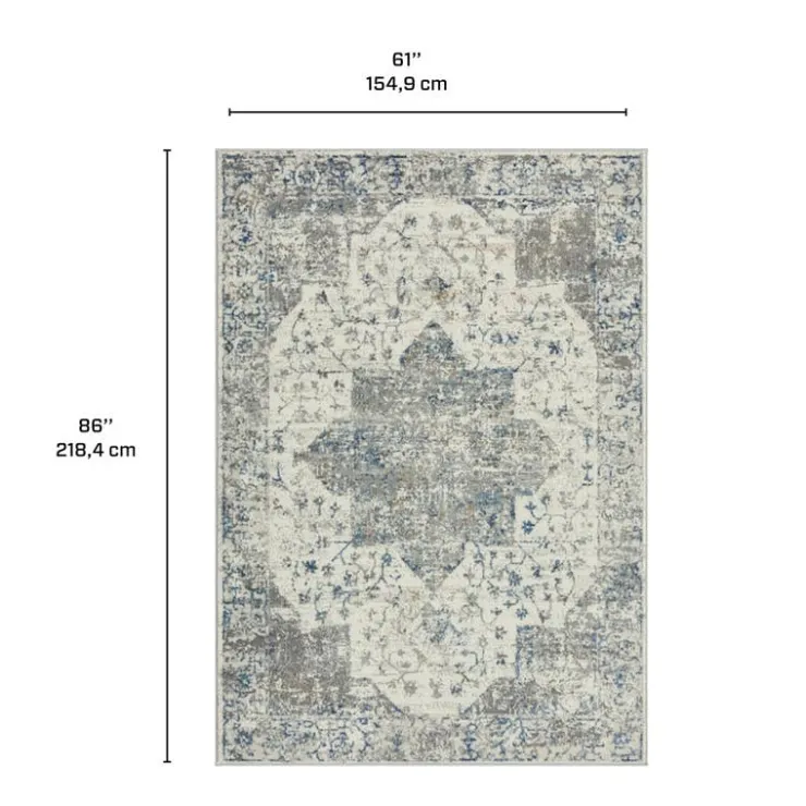 5 x 7 ft Rug Grey / White / Blue