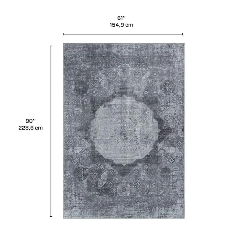 5 x 7 ft Rug Grey Hot
