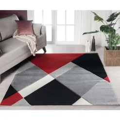 5 x 8 ft Rug Red/Grey/Black Online