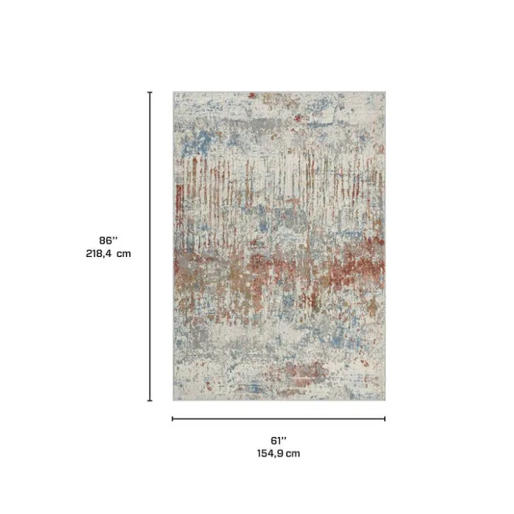 5 x 7 ft Rug Beige / Rust / Blue Discount