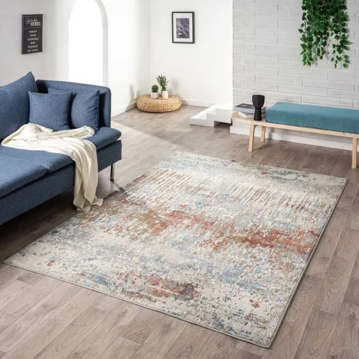 5 x 7 ft Rug Beige / Rust / Blue Discount