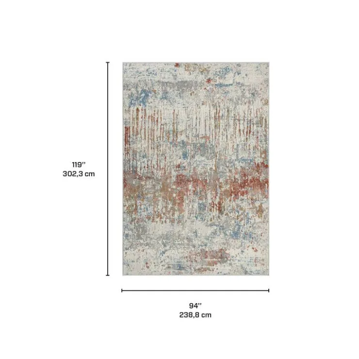 8 x 10 ft Rug Beige / Rust / Blue Clearance