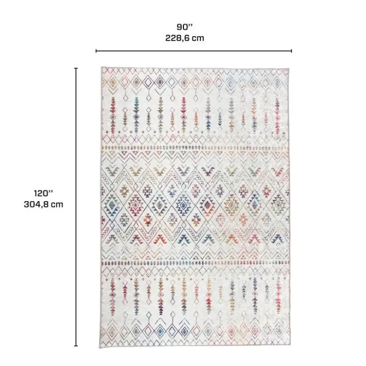 8 x 10 ft Rug White/Colorful Online