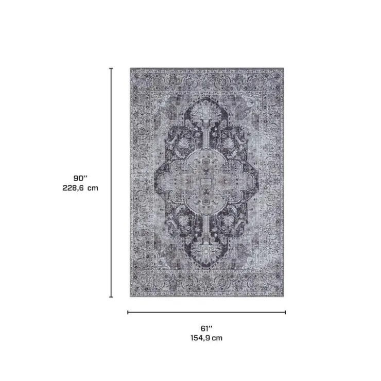 5 x 7 ft Rug Black / Blue