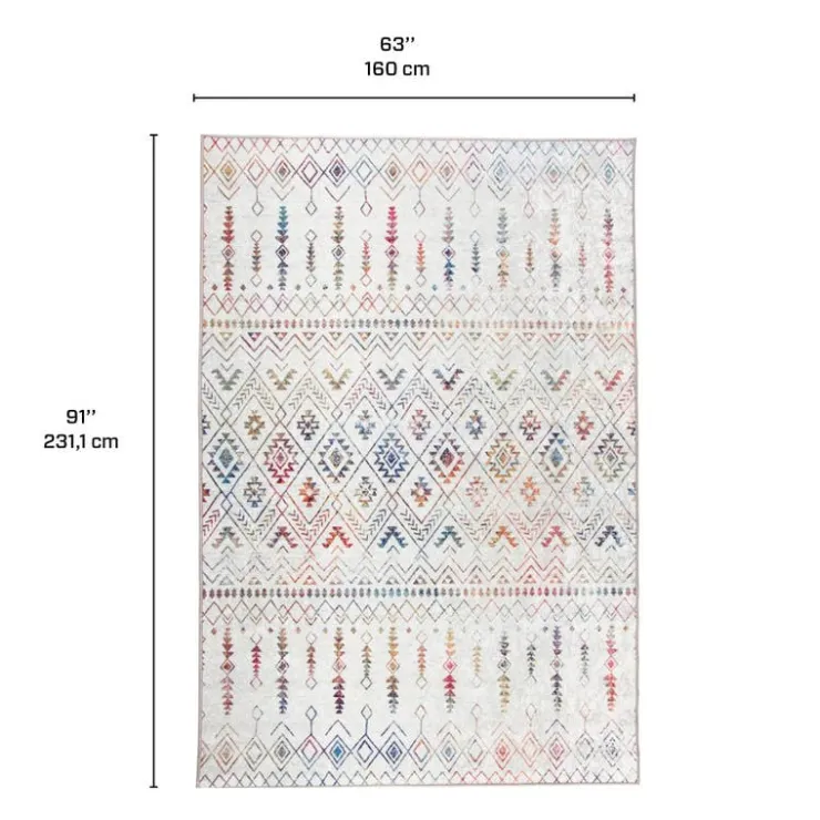 5 x 8 ft Rug White/Colorful