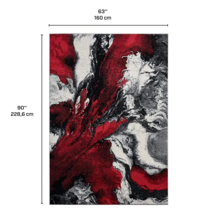 5 x 8 ft Rug Red/Black/White/Grey