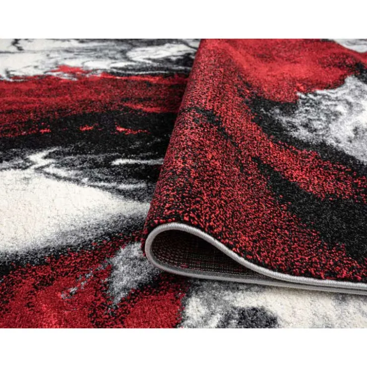 5 x 8 ft Rug Red/Black/White/Grey
