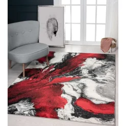 5 x 8 ft Rug Red/Black/White/Grey