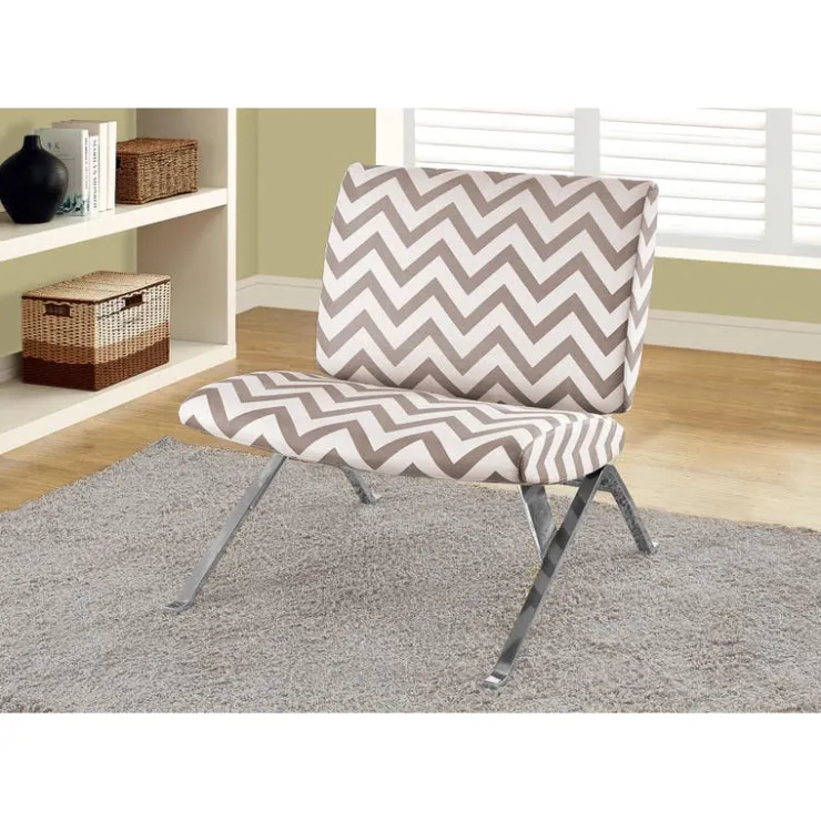 Monarch Accent chair - " chevron " with chrome metal Dark Taupe Online