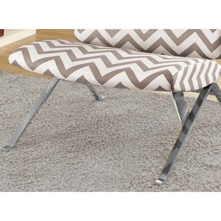 Monarch Accent chair - " chevron " with chrome metal Dark Taupe Online