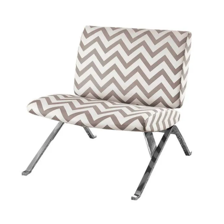 Monarch Accent chair - " chevron " with chrome metal Dark Taupe Online