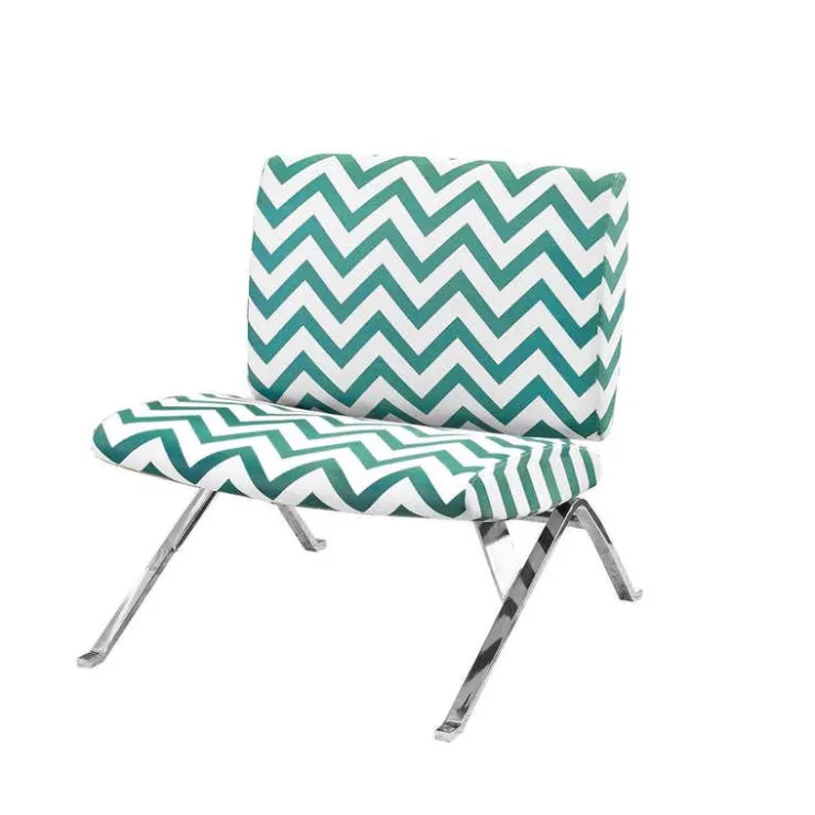 Monarch Accent chair - " chevron " fabric / chrome metal Teal