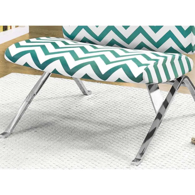 Monarch Accent chair - " chevron " fabric / chrome metal Teal