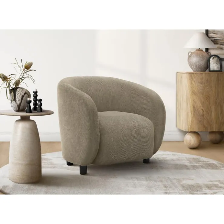 Monarch Accent Chair in Light Fabric BROWN Sale