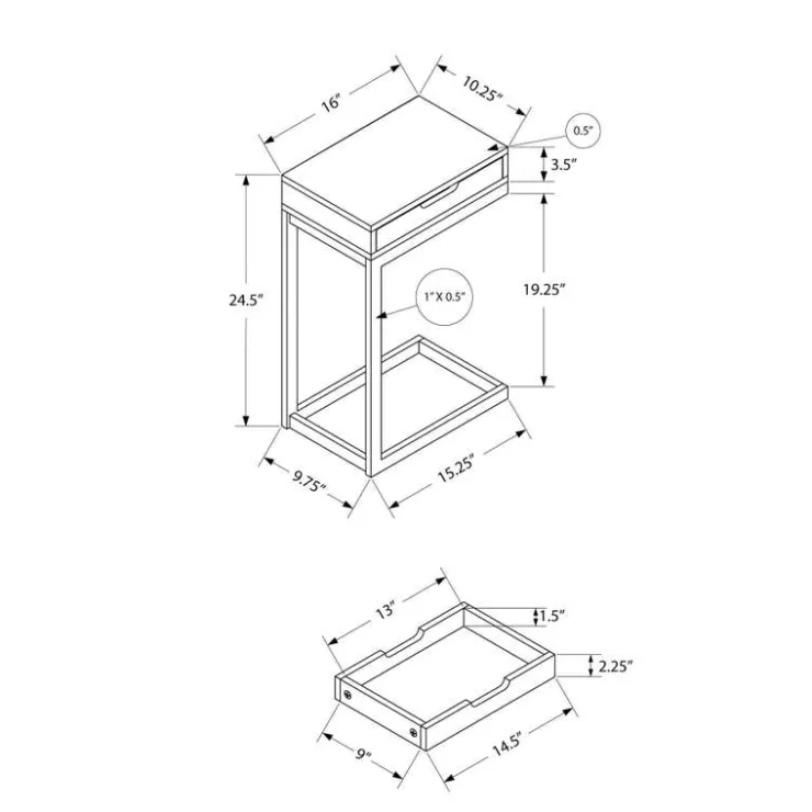 Monarch Accent table - / metal with a drawer - Black Online