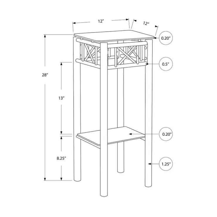 Monarch Accent table - metal with tempered glass - Black Best