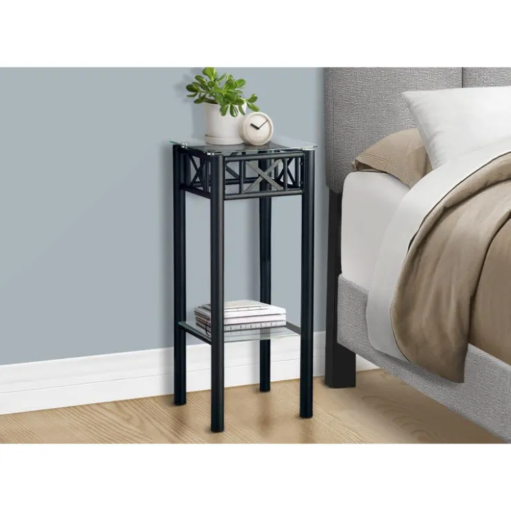 Monarch Accent table - metal with tempered glass - Black Best