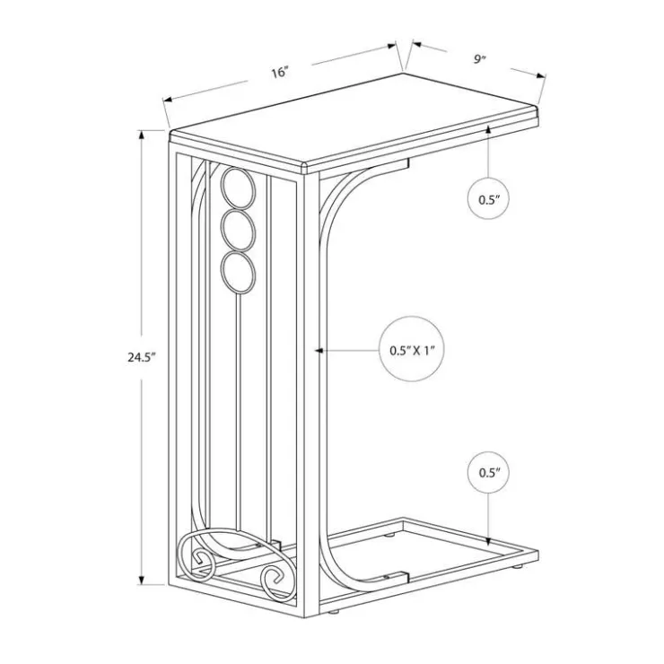 Monarch Accent table - top / silver metal - Black Outlet